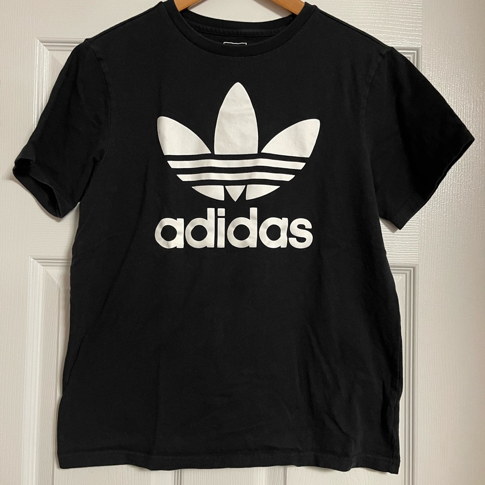 adidas Black T-Shirt with White Trefoil Label